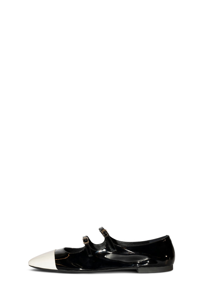 SATIN-CP BLACK PATENT WHITE PATENT